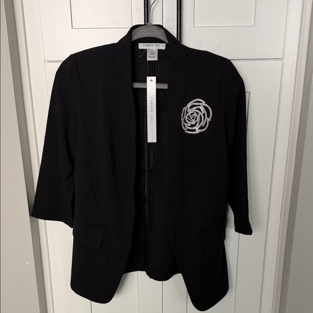 Rhinestone Floral Blazer